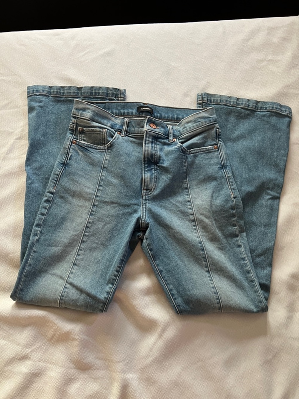 Express Light Blue Denim Jeans with Front Seam Detail